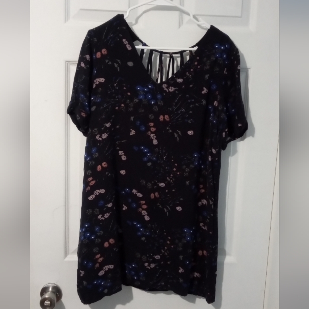 Chic Asymmetrical Black Floral Dress